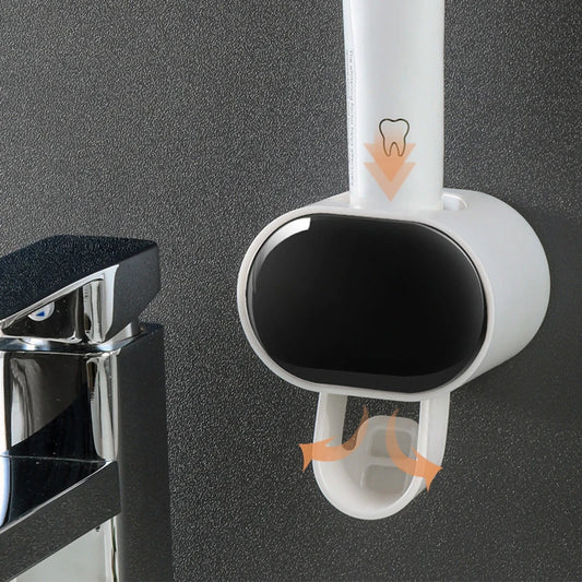 Automatic Toothpaste Dispenser with Toothbrush Holder for Bathroom 