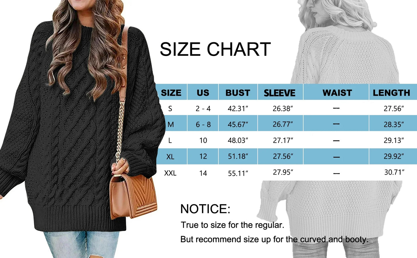 Oversized Cable Knit Chunky Pullover  Sweater for Women