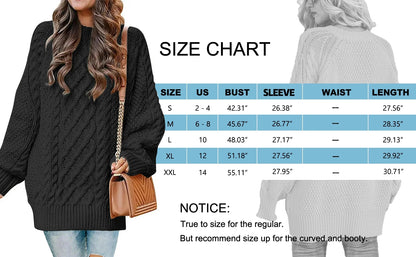 Oversized Cable Knit Chunky Pullover  Sweater for Women