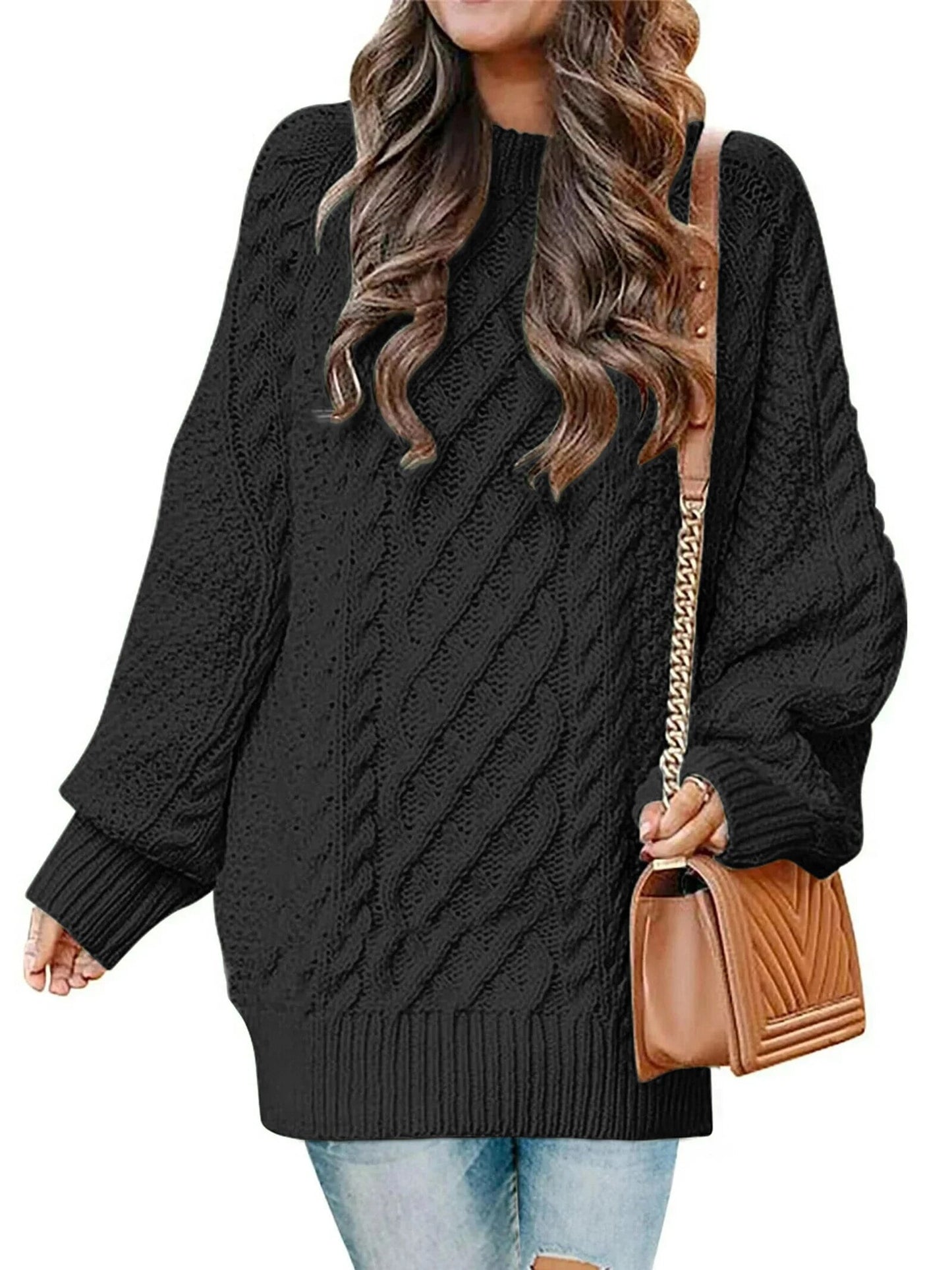 Oversized Cable Knit Chunky Pullover  Sweater for Women