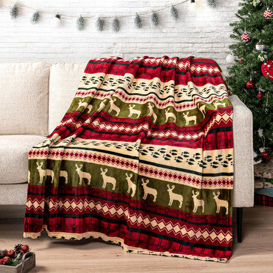 "CozyCabin Christmas Throw Blanket - Plush Red Holiday Fleece, Warm Winter Comfort, 50x60