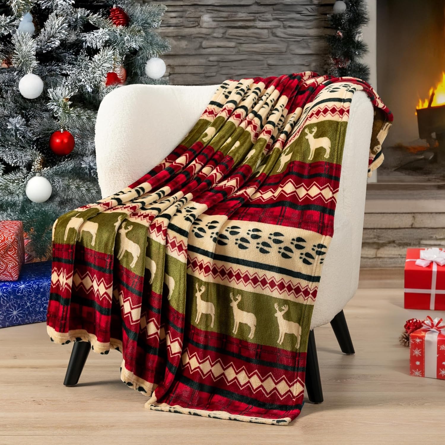 "CozyCabin Christmas Throw Blanket - Plush Red Holiday Fleece, Warm Winter Comfort, 50x60